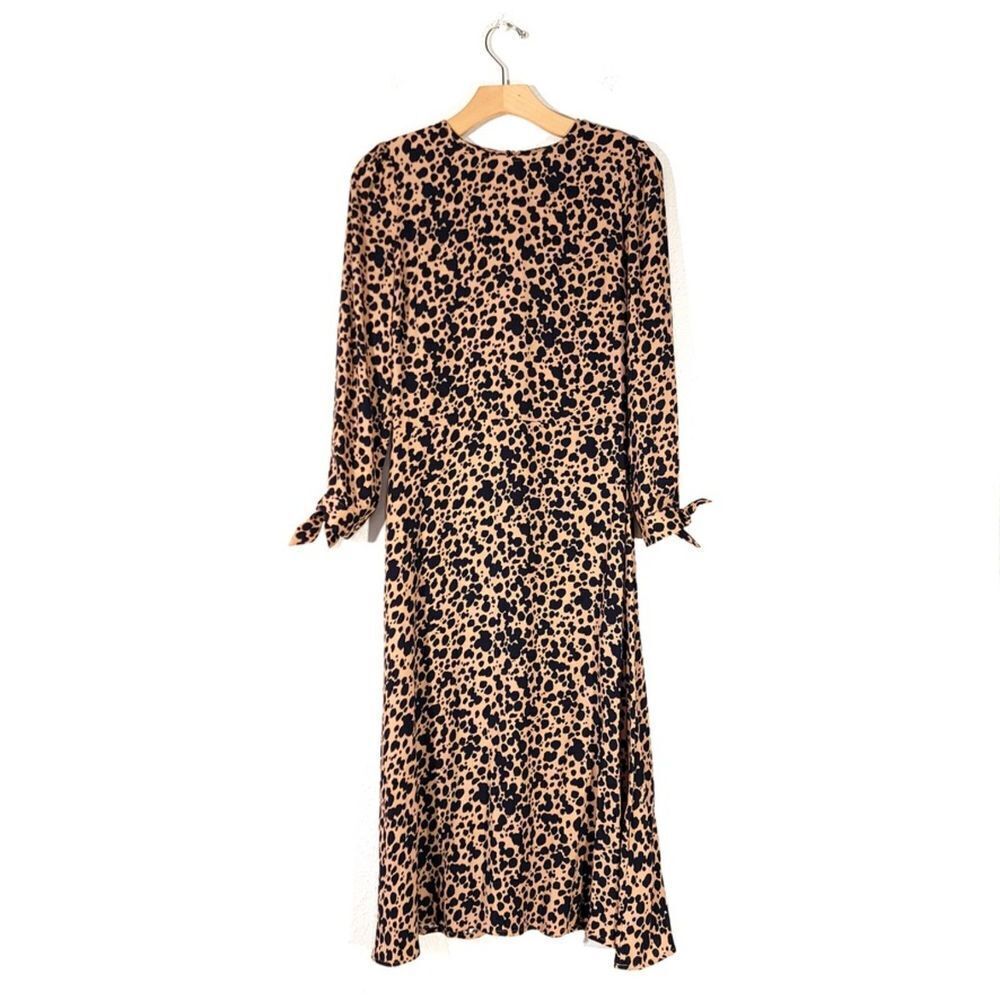 New Reformation Port Leopard Print Midi Dress Blitz Brown Animal French Girl